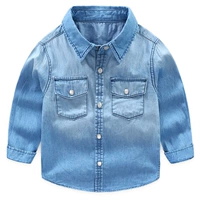 Áo sơ mi denim bé trai mùa thu mẫu cotton cotton 2019 mùa thu mới cho bé trai áo sơ mi denim tay dài 9657 - Áo sơ mi shop quần áo trẻ em đẹp