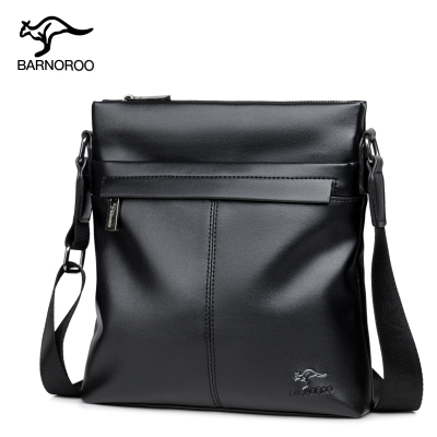 袋鼠男包斜挎包软皮牛皮单肩休闲