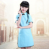 Cô gái bông ngắn tay áo sườn xám trẻ em dành cho trẻ em lớn kiểu Trung Quốc tinh khiết màu áo váy áo phong cách quốc gia trẻ em mùa hè của. 