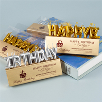 Birthday Candle Digital Golden Happy Happy Birthday Cake Decoration Pendulum plug-in English letters