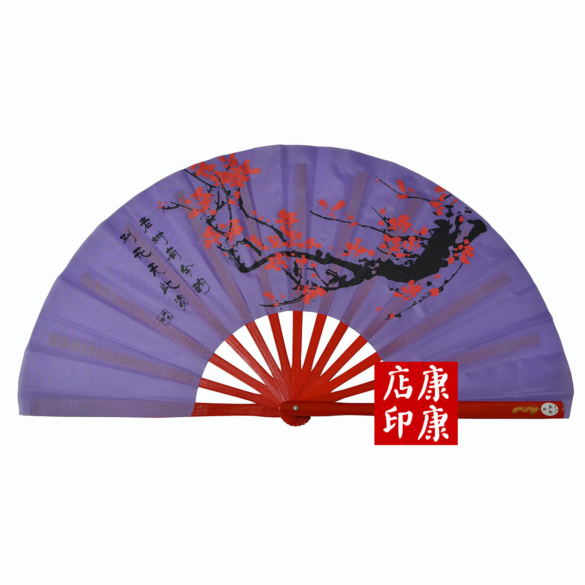 Chengwu Plum Blossom Tai Chi Kung Fu Fan Boutique Bamboo Bone Martial Arts Performance Fan Morning Practice Fan Easy to Open and Close Double Fan Multicolor