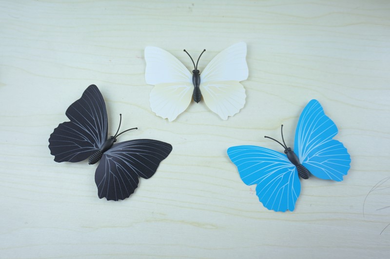 pvc emulation butterfly dark tattoo wall patch plastic fridge with magnet butterfly wall to decorate white black blue