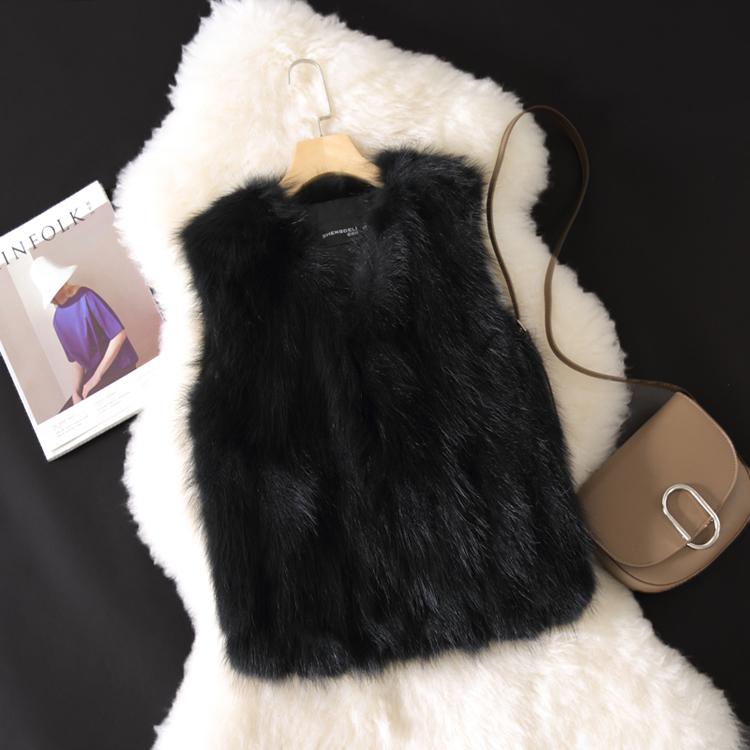 Fox Fur Vest for Women, Mid-Length, Age-Reducing Fur Vest, Raccoon Fur Vest, Fashionable Fur Integrated Vest for Women