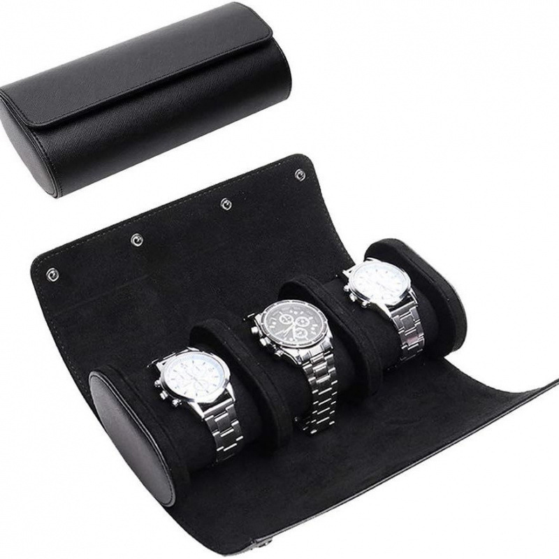 Source Manufacturer Amazon Three-Pack Watch Box Pu Leather Hard Shell Storage Box Travel Portable Box Wholesale in Stock