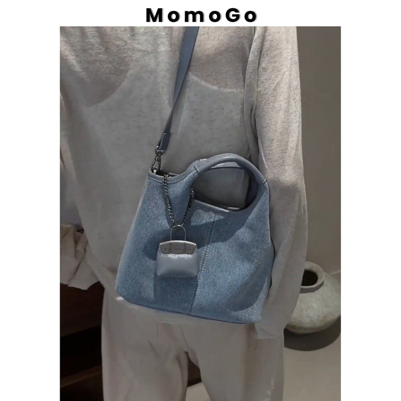 Niche Design Denim Tote Bag for Women 2026 New Style Relaxed Versatile Shoulder Crossbody Basket Bag Niche Design Denim Tote Bag for Women 2026 New Style Relaxed Versatile Shoulder Crossbody Basket Bag