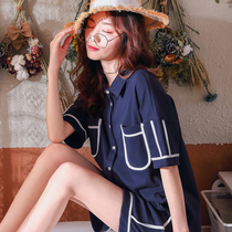 Short Sleeves Pyjamas Summer Thin large size Korean version pure cotton Summer Thin Loose with Exterior Wear home Two suits