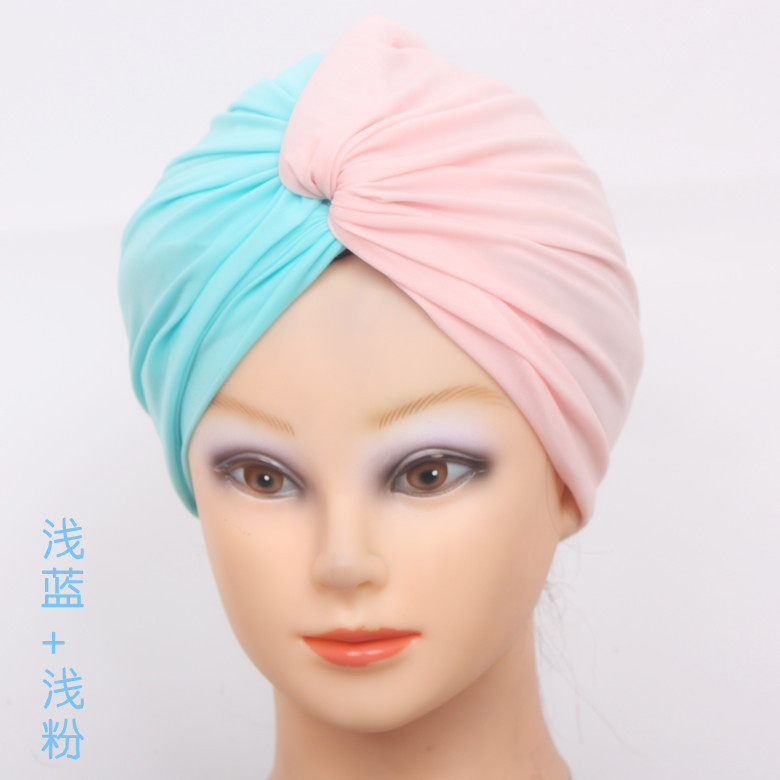 The new fashion swimming cap is not waterproof sunscreen comfortable long hair oversized swimming cap light blue light powder