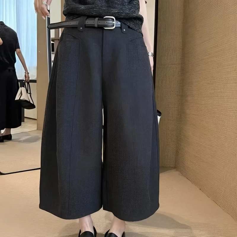 2026 Autumn New Fashion Versatile Casual Simple and Elegant Design Eight-Point Scimitar Wide-Leg Pants 2026 Autumn New Fashion Versatile Casual Simple and Elegant Design Eight-Point Scimitar Wide-Leg Pants