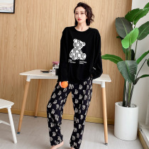 2022 Pyjamas Woman Fall Pure Cotton Big Code 200 Catty Weight Mm Spring Autumn Cartoon Long Sleeve Long Pants Home Conserved Two Sets