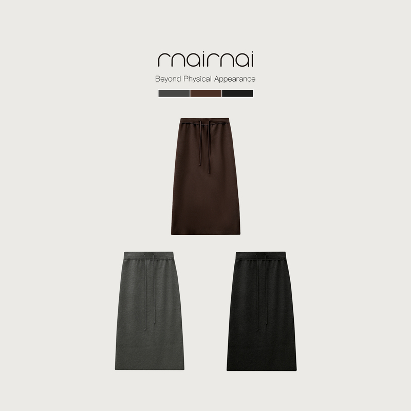 【Zheng Maimei】Winter Island New Casual Simple Versatile Straight Slimming Knitted Midi Skirt 【Zheng Maimei】Winter Island New Casual Simple Versatile Straight Slimming Knitted Midi Skirt