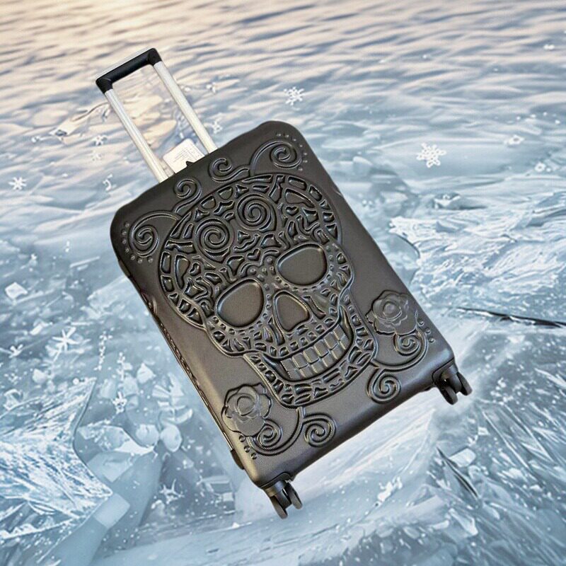 IT Skull Pattern Trolley Case, 20-inch Carry-on Suitcase, Made of PC Material, High-End Style, Quiet Airplane Wheels, Carry-on Suitcase