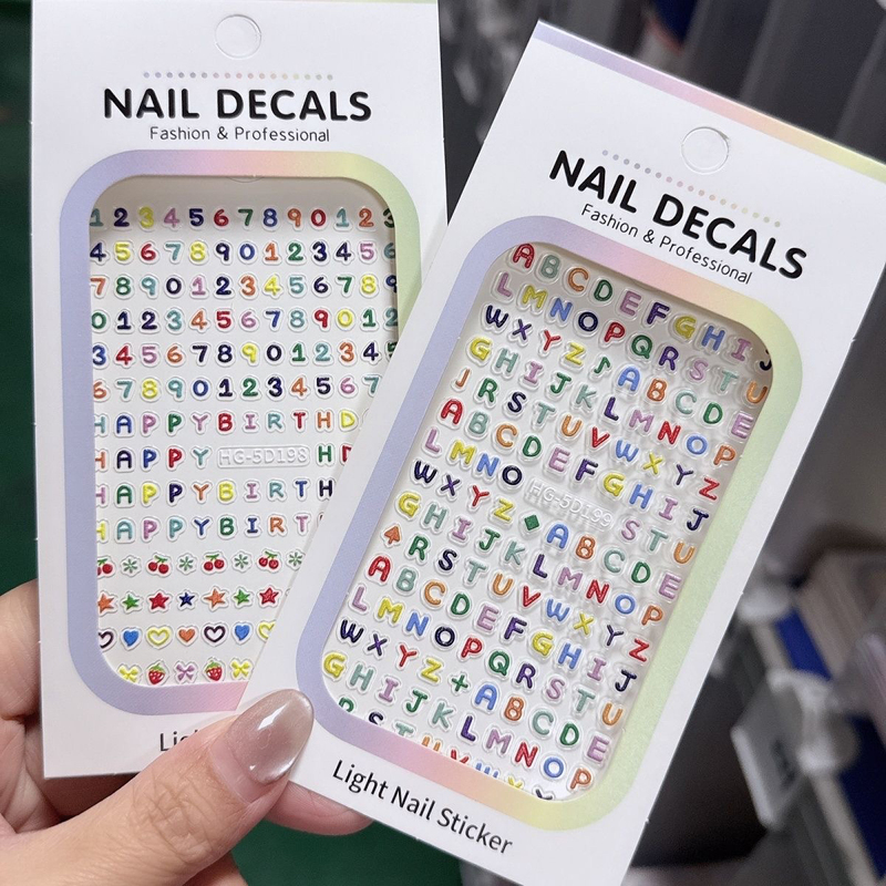 Colorful English Alphabet Stickers Dopamine Eye Corner Face Makeup Children's Cute Nail Stickers Number Nail Art Stickers