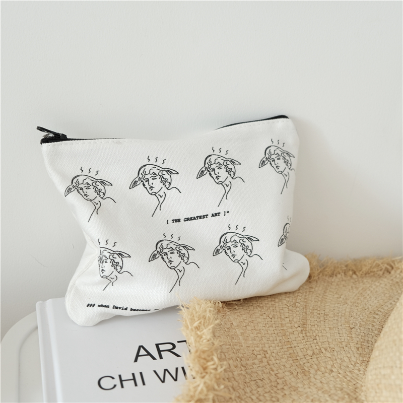 Original ins small crowdsourced retro minimalist large capacity Canvas Pen Bag Zero Wallet Cosmetics Containing bag Stationery Bag