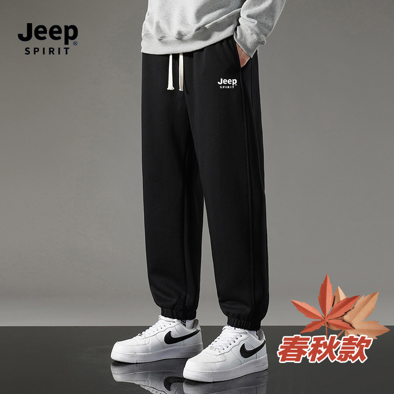 Jeep Jogger Sweatpants Autumn and Winter Loose Sports Pants Men's Youth Fleece Casual Pants Spring and Autumn Student Pants