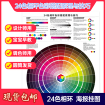 24 color phase ring color matching principle and technique tricolor four color CMYK matching toning poster clothing paint