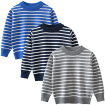 Japanese u home childrens clothing childrens knitted sweater baby autumn soft striped sweater boy foreign style pullover bottoming shirt