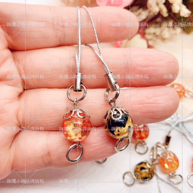 DIY accessories pendant pendant pendant imitation glass bead rope lanyard mobile phone lanyard two colors optional