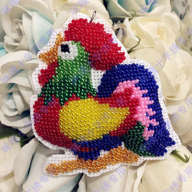 Miga Cross embroidered bead embroidered key ring double-sided embroidered material bag S524 large rooster without watermarking material