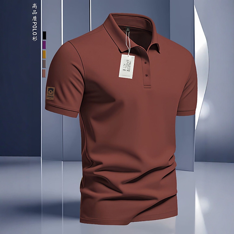 Business Slim-Fit Short-Sleeve T-Shirt Polo Shirt Men's Top Summer New Breathable Turn-Down Collar Solid Color Large Size Half-Sleeve Trendy