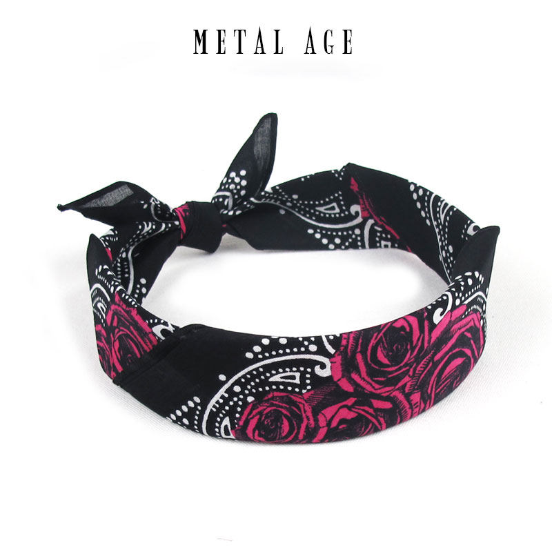 Rose French pastoral headscarf female fashion y2k hot girl male sunscreen hip-hop motorcycle motorcycle headband square headband