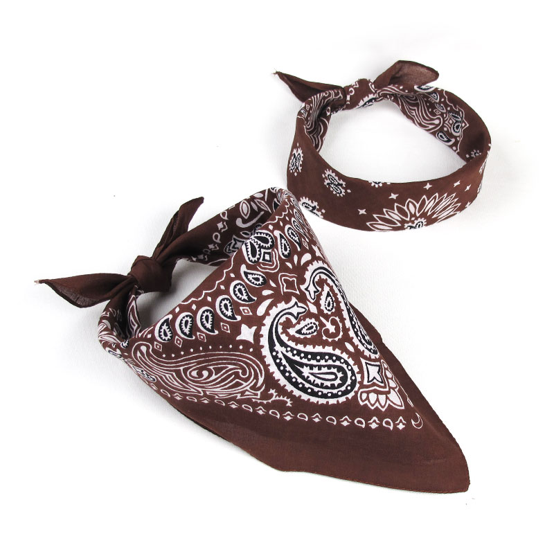 Coffee-color hip-hop headscarf male and female personality trend Y2K street hot girl INS hair with cashew flower street dance headscarf