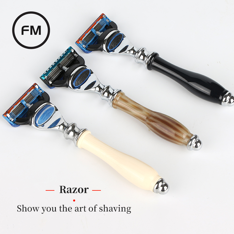 German quality manual razor razor with base five-layer ivory white resin handle razor for friends