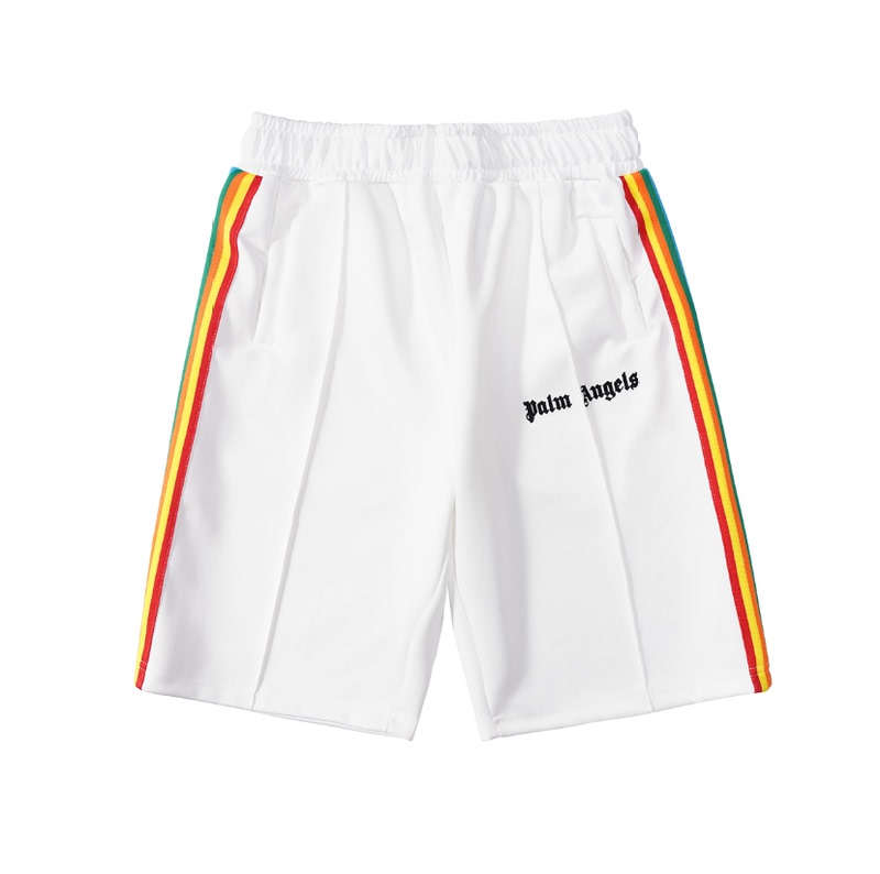 Palm Angels Side Stripe Rainbow Webbing Patchwork Shorts Casual Sports Shorts