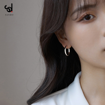 Brief Circles Vegetarian Rings Earrings Female small crowddesign Superior Temperament Silver earrings Ear Accessories 2022 New wave