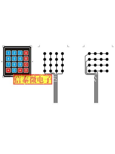 4*4-Matrix-Tastatur 4*4-Matrix-Membranschalter/Folientaste/Bedienfeld/Mikrocontroller-Erweiterungstastatur