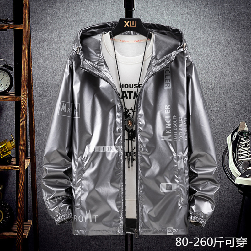 Spring and Autumn Waterproof Jacket, Large Size, Trendy Korean Style, Handsome European Style, Plus-Size Men's Clothing, Shiny Reflective Casual Jacket for Men Spring and Autumn Waterproof Jacket, Large Size, Trendy Korean Style, Handsome European Style, Plus-Size Men's Clothing, Shiny Reflective Casual Jacket for Men