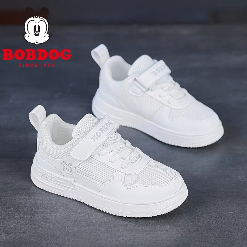 Babudou Boys' White Sneakers, Medium and Large Children's Non-Slip Soft-Soled Kidsren's White Sneakers, Girls' Spring & Fall Sports Mesh Shoes