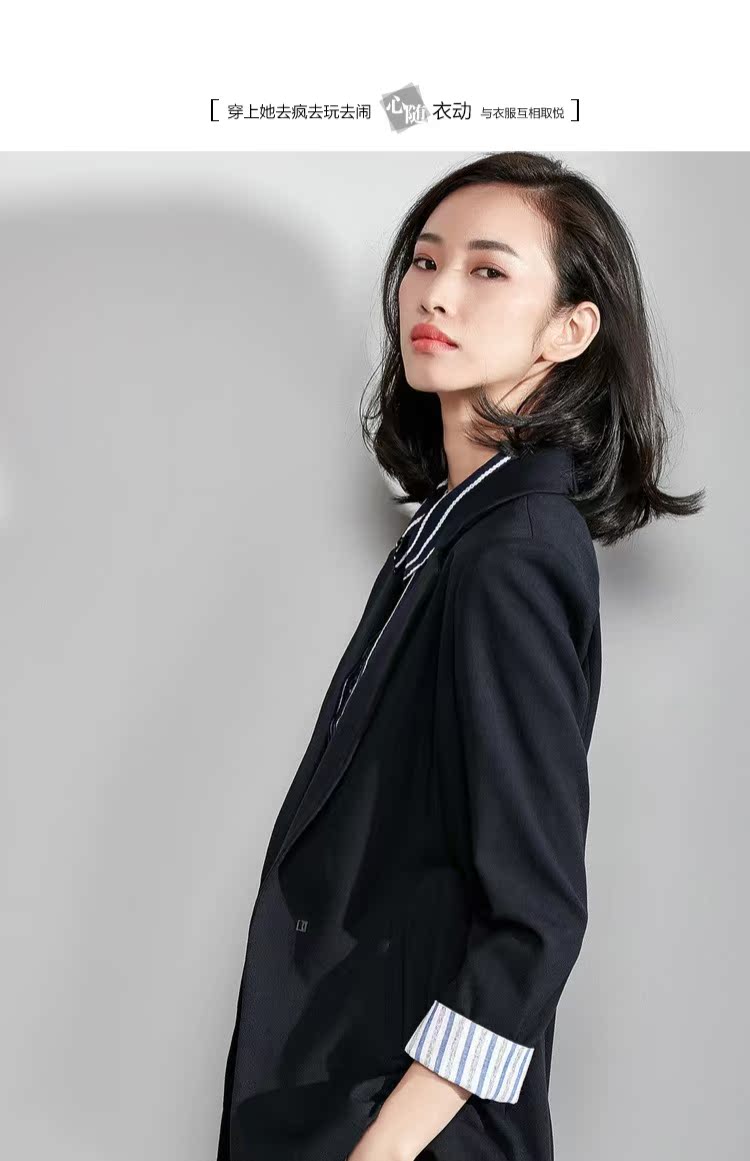 [156 nhân dân tệ mới] Fan Ximan bộ đồ nhỏ dành cho nữ áo khoác phiên bản Hàn Quốc của khóa mùa thu tay áo chín điểm Bộ đồ mỏng quần áo nữ đẹp