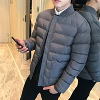 . Áo khoác đứng cổ nam cotton 2018 mùa đông mới màu rắn hoang dã quần áo cotton ấm áp áo khoác nam áo khoác bóng chày da