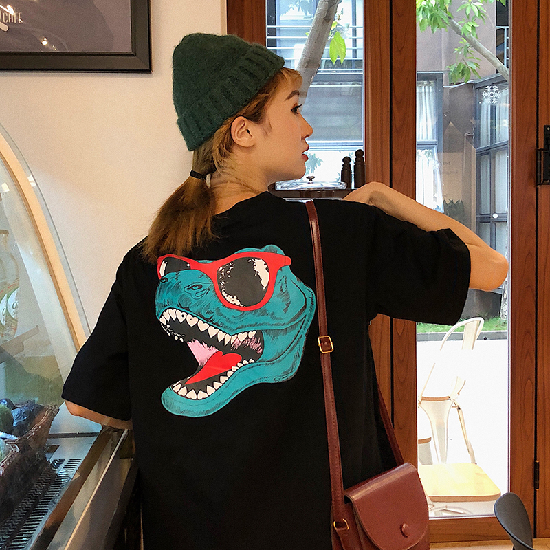 VK旗艦店 韓系時尚休閒暴龍卡通短袖上衣