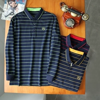 Truyền miệng lợi ích hơn trung tâm dệt màu tuyệt vời pinstripe nam dài tay Áo kinh doanh áo phông cỡ lớn thông thường áo polo đồng phục
