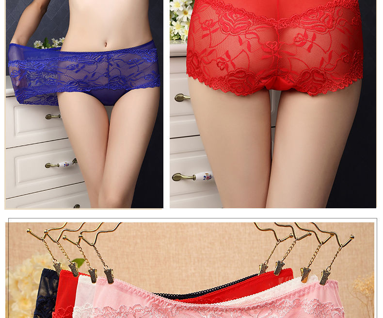 Ren đầy đủ trong suốt gợi cảm không có dấu vết rỗng đồ lót phụ nữ bán buôn cao eo thoáng khí chất béo mm cotton 裆 quần lót quần lót nam