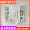 Carbon fiber bathroom mirror cabinet Wall-mounted hand washing powder room mirror with shelf Toilet mirror box Simple makeup mirror