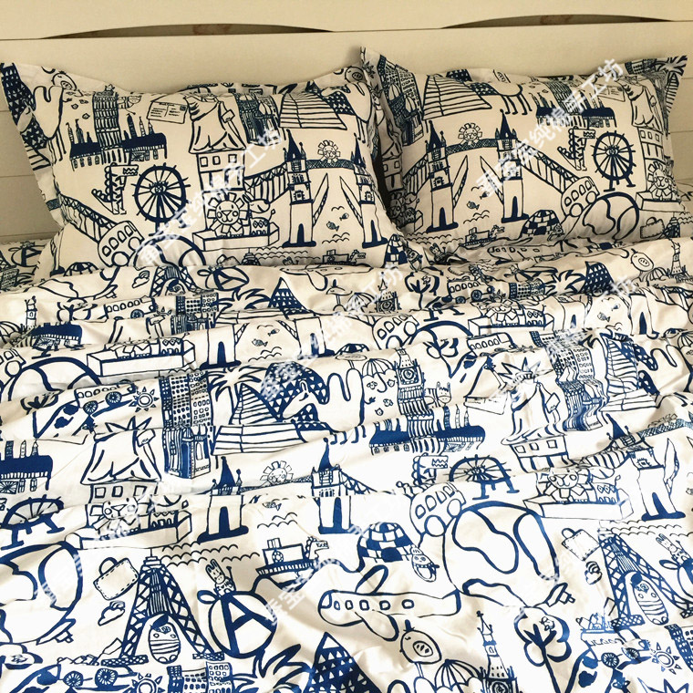 New graffiti Hàn Quốc văn học bông bé lanh phim hoạt hình bông twill quilt gia đình ba mảnh bốn - Khăn trải giường thảm trải giường mùa đông