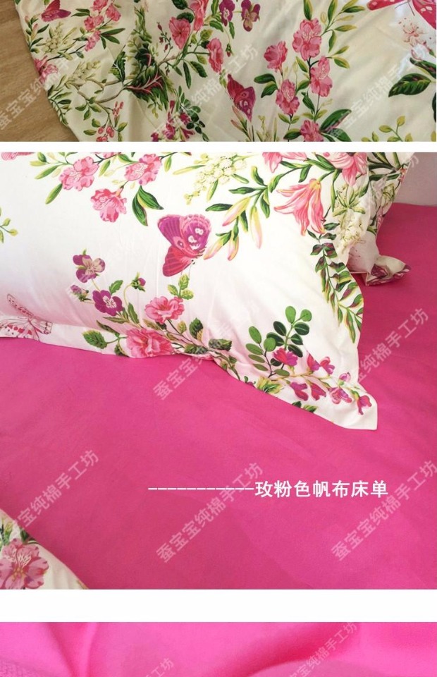 Đề nghị mới chất lượng cao bướm tình yêu bông bông twill xanh kẻ sọc bông cotton thô chăn đơn mảnh ba hoặc bốn bộ mẫu ga phủ giường