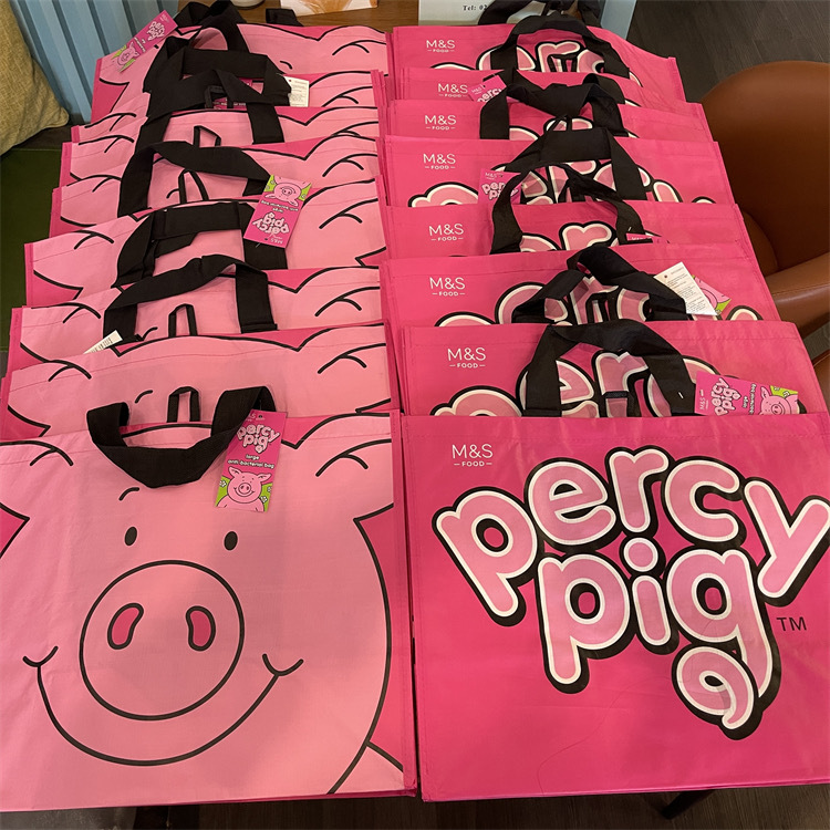 M&S British Percy Pig Pink Gift Shopping Bag Large Capacity Eco-Friendly Crossbody Tote Bag