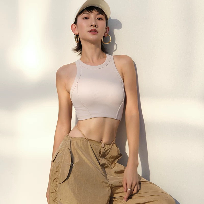 Cabbage-Colored Sports Bra for Women, Shock-Proof, High-Intensity Yoga Wear, All-In-One Fitness Bra, Outerwear Running Vest