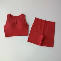 Красный бюстгалтер, шорты, V-образный вырез