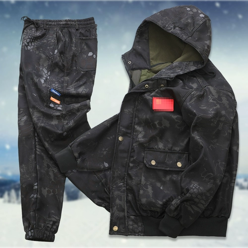 Утепленный камуфляжный рабочий износостойкий дорожный спортивный комплект с капюшоном для отдыха