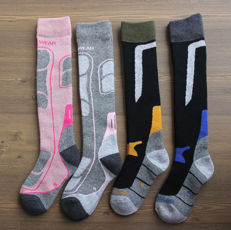 Australian Merino Wool Professional Ski Socks for Men and Women, Thick Terry, Winter High Tube, Ice-Resistant, Warm, Quick-Drying, Northeast