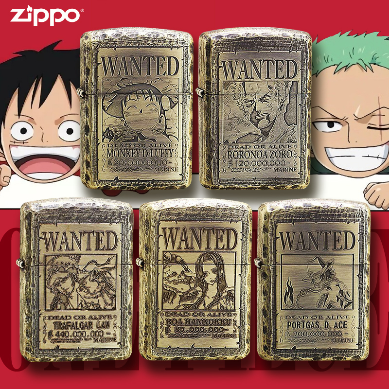 アメリカオリジナルの本物のzippoライターZhibao本物の宝物真鍮鎧彫刻ワンピース手配注文