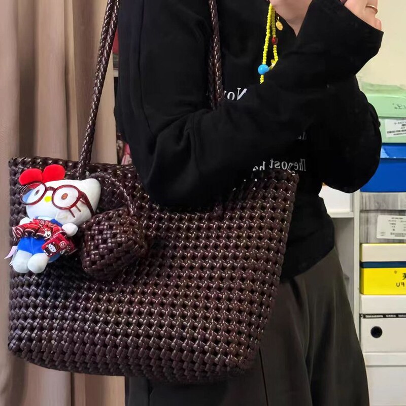 Hand-Woven Rattan Bag DIY Material Kit, Rattan Bag with a High-End Feel, Hollow-Out Vegetable Basket Woven Tote Shoulder Bag Hand-Woven Rattan Bag DIY Material Kit, Rattan Bag with a High-End Feel, Hollow-Out Vegetable Basket Woven Tote Shoulder Bag