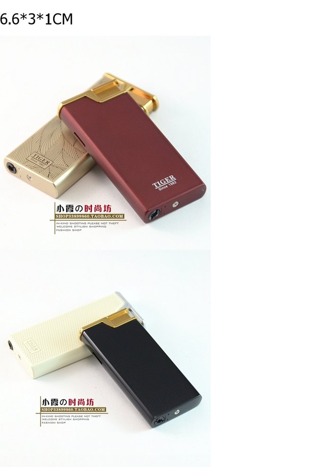 Nguyên bản Tiger Tiger 873 kim loại Mận mỏng cá tính sáng tạo chống gió thẳng vào bật lửa không màu xanh hột quẹt sạc điện