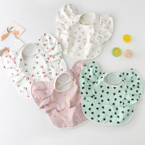 Korean style baby food bag angel wings three-dimensional lace bib baby super soft anti-dirty bib waterproof saliva towel