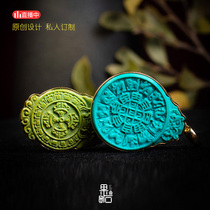 (Fruit stone) raw ore turquoise rapeseed yellow jade Jinlongshan Jiugong Bagua brand