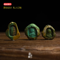 (Fruit stone) raw ore natural high porcelain wax skin seed material cave Buddha series turquoise